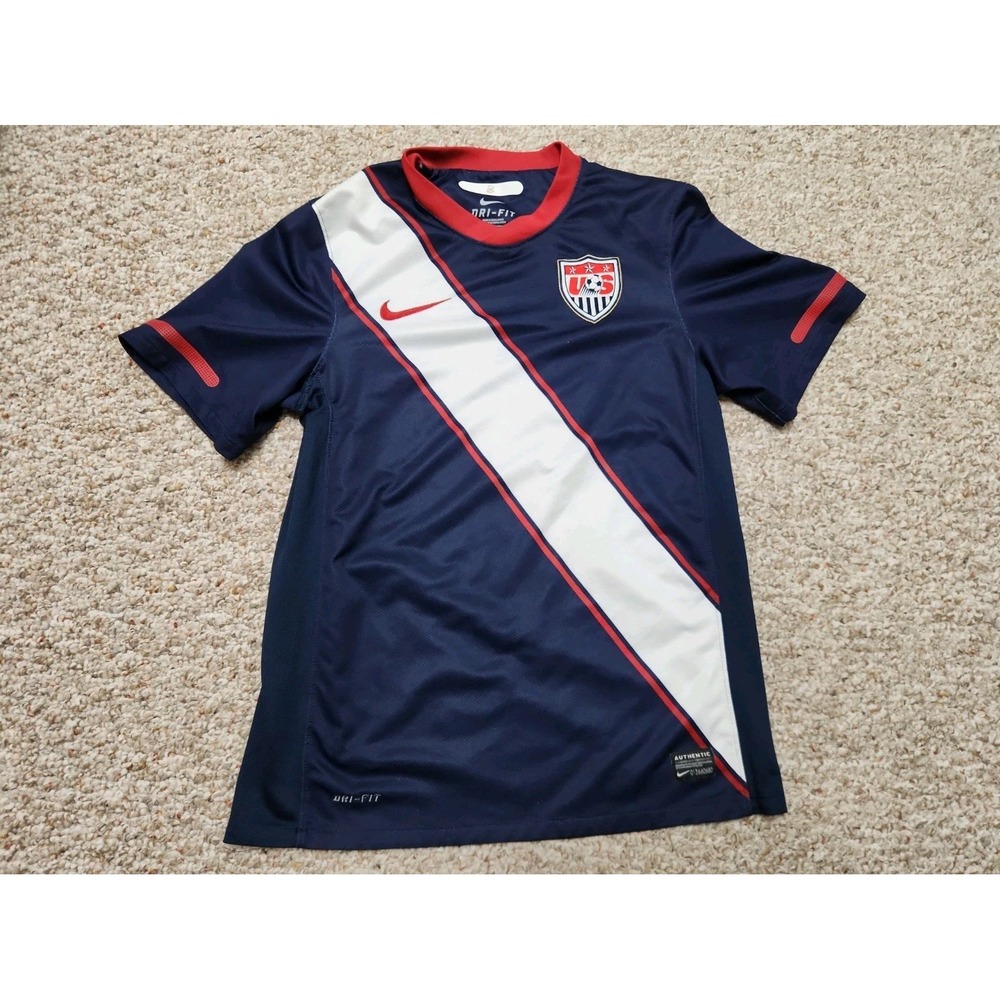 Nike USA Soccer Jersey 2010-11 Dri-FIT Small Navy Authentic 369253-451 Flaws